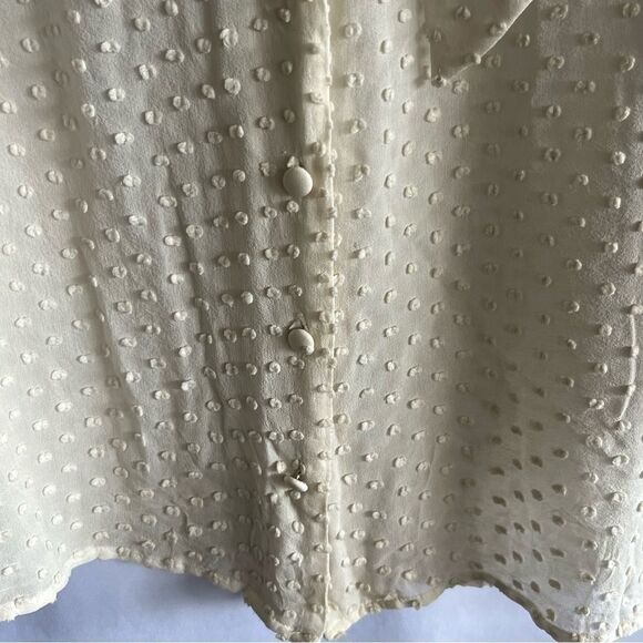 Women's Annie Griffin Cream Swiss Dot Tie Front Blouse - Picture 3 of 7